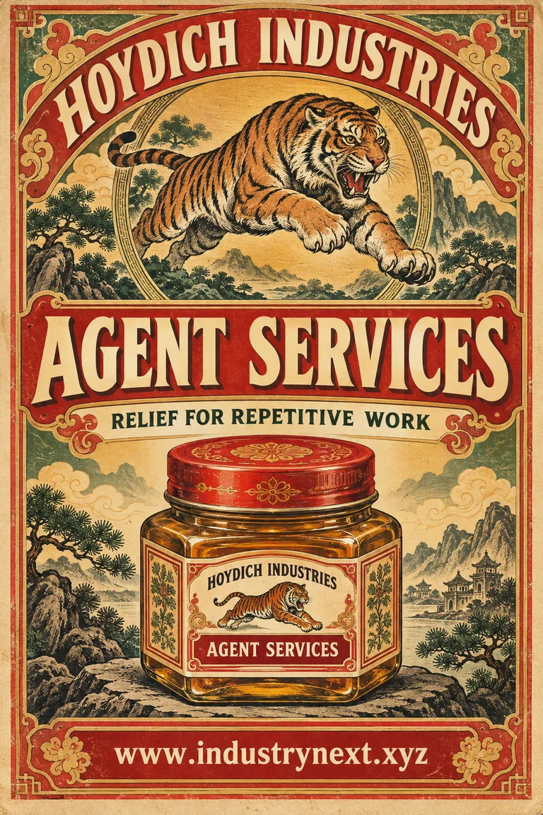 Ornate vintage Agent Balm advertisement by Hoydich Industries.