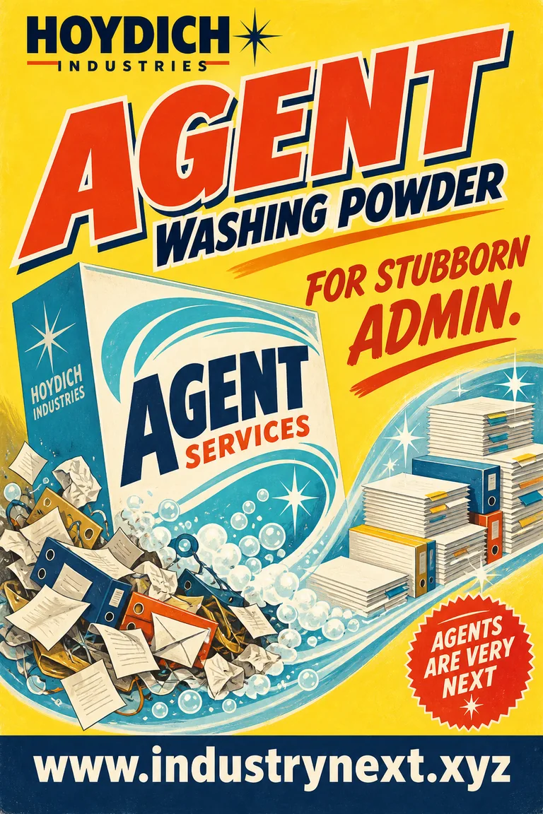 Vintage Agent Washing Powder advertisement for clearing stubborn administrative work.