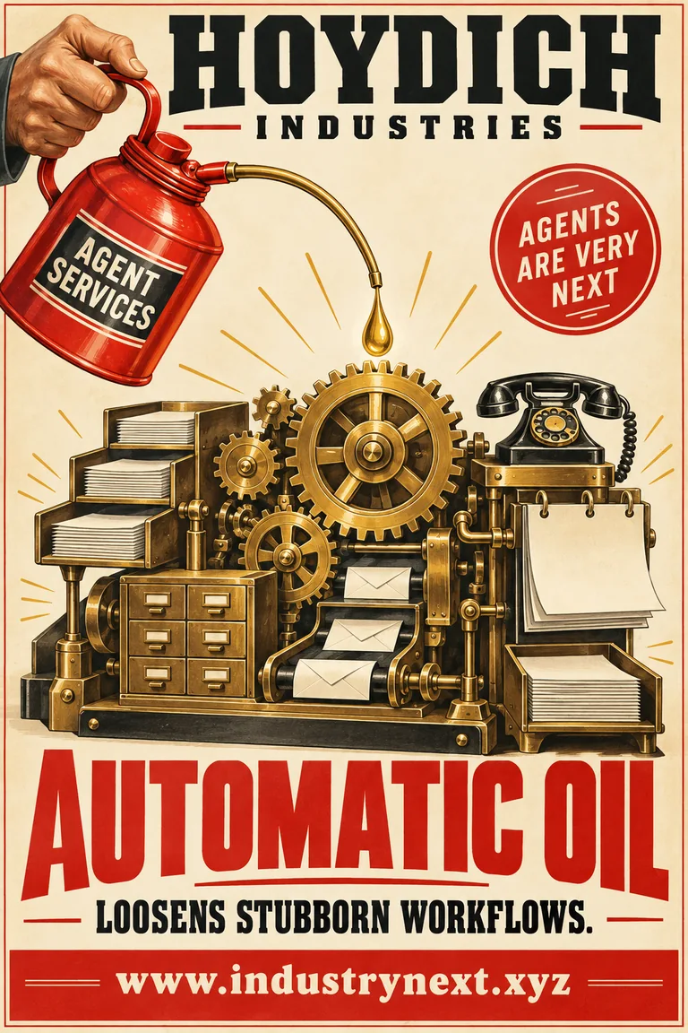 Automatic Oil, a vintage hardware-style advertisement for smoothing recurring workflows.