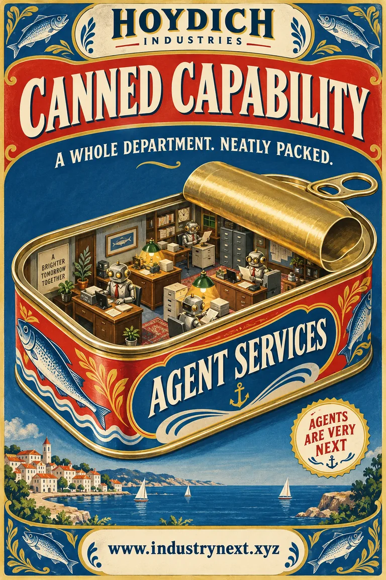 Canned Capability, an illustrated tin containing a miniature office.